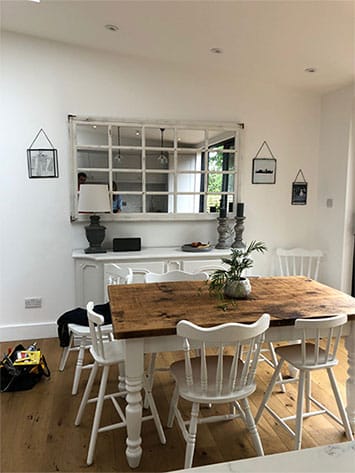 renovated kitchen and dining table in London